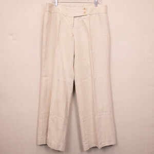 Micheal Michael Kors beige linen wide leg trouser pants-14